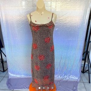 Vintage 1990’s Cheetah Print Ruffle Midi Dress
